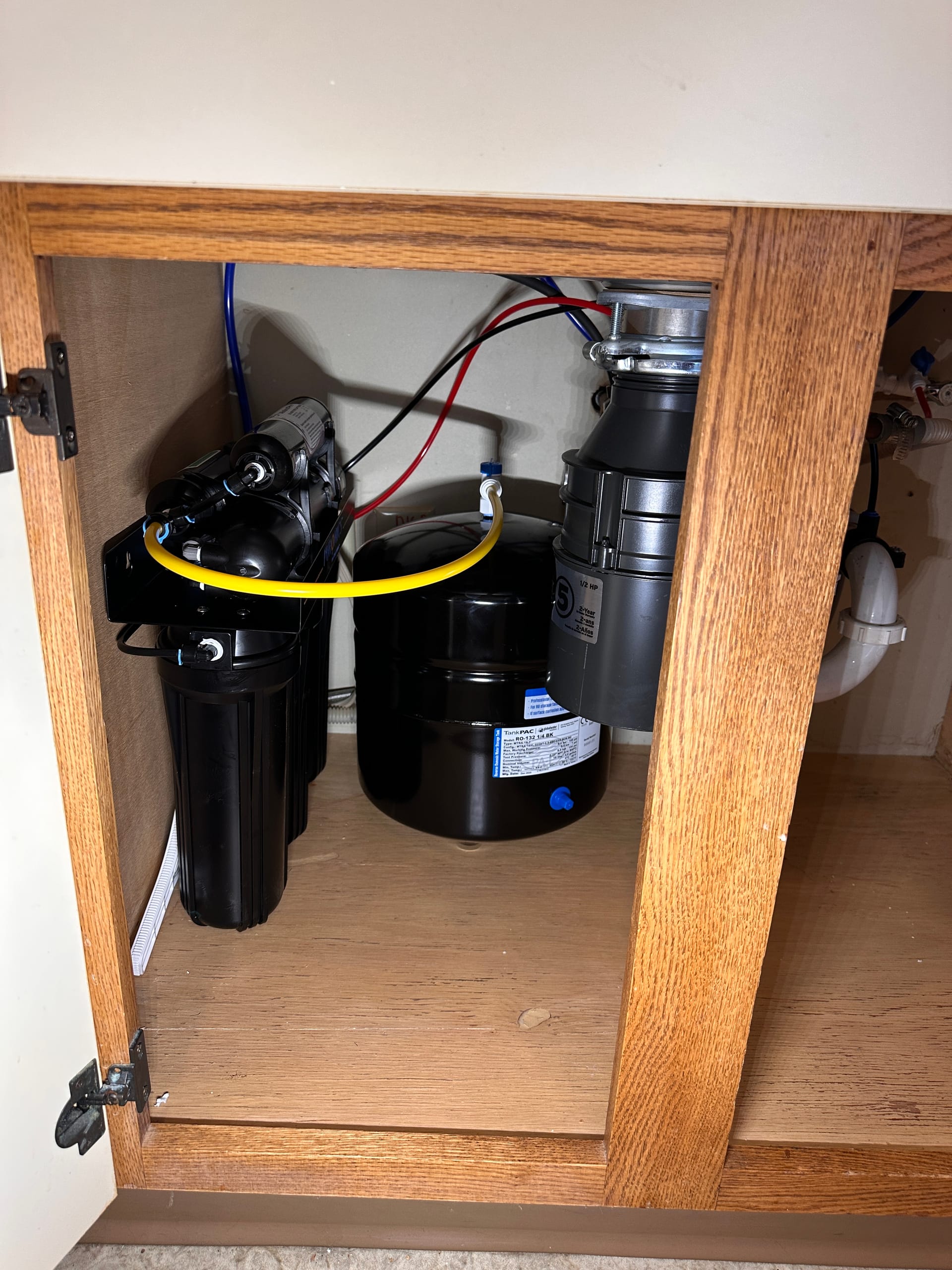 Oak Cabinet RO Install